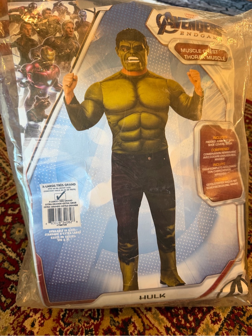 Avenger Hulk Men's Green and Black Muscle Chest Costume